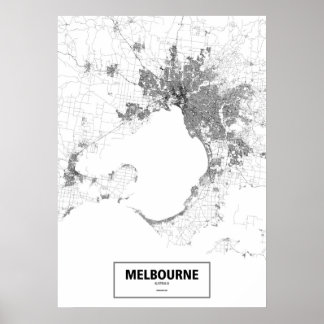 Melbourne, Australië (zwart op wit, aangepast) Poster