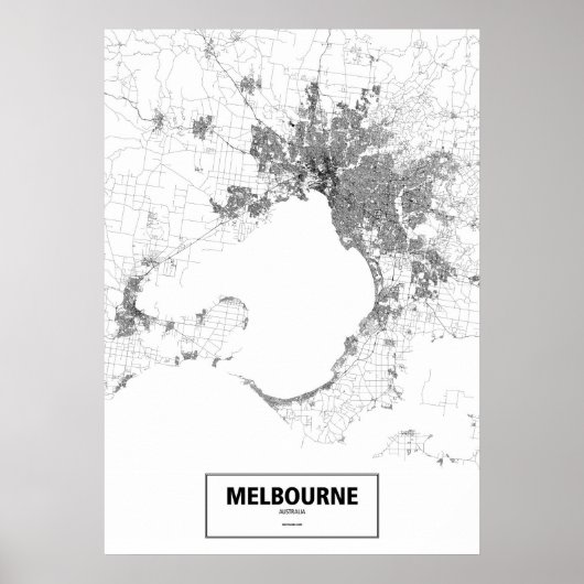 Melbourne, Australië (zwart op wit, aangepast) Poster (Voorkant)