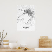 Melbourne, Australië (zwart op wit, aangepast) Poster (Keuken)