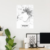 Melbourne, Australië (zwart op wit, aangepast) Poster (Thuiskantoor)