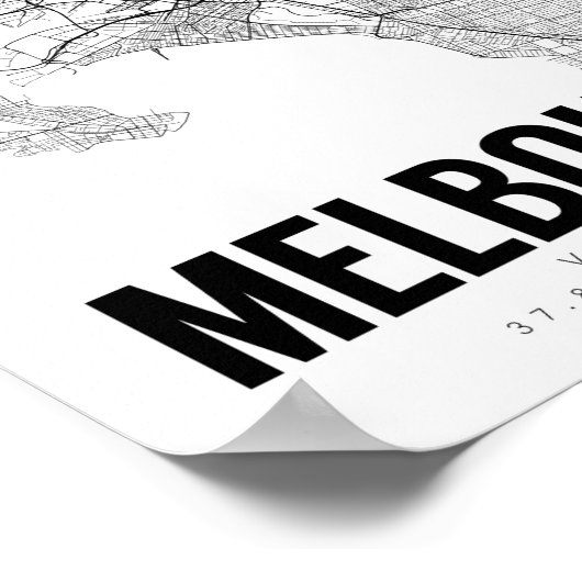 Melbourne Austrlaia Minimalist Map Art Poster (Hoek)