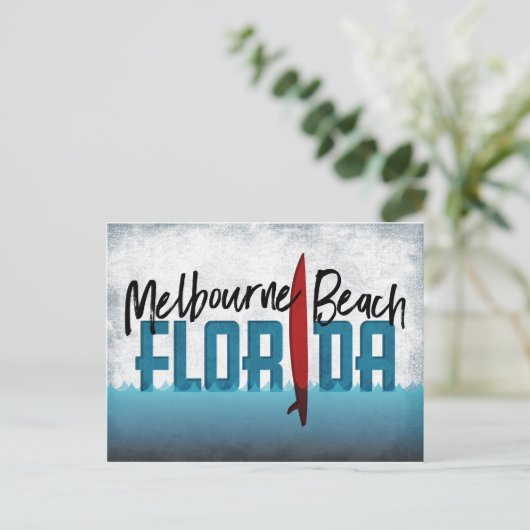 Melbourne Beach Briefkaart Florida Surfboard (Staand voorkant)