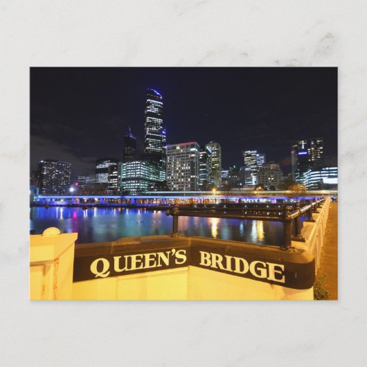 Melbourne CBD Queens Bridge City Lights Briefkaart (Voorkant)