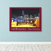Melbourne CBD Queens Bridge City Lights Canvas Afdruk (Insitu (Houten vloer))