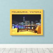 Melbourne CBD Queens Bridge City Lights Canvas Afdruk (Insitu (Houten vloer))