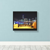 Melbourne CBD Queens Bridge City Lights Canvas Afdruk (Insitu (Houten vloer))