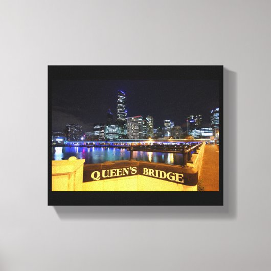 Melbourne CBD Queens Bridge City Lights Canvas Afdruk (Voorkant)