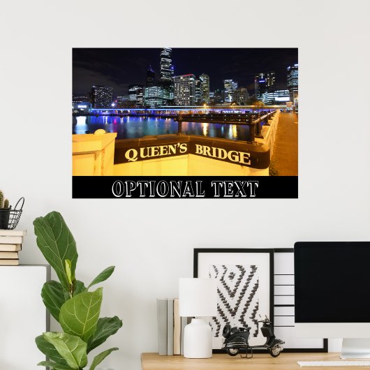 Melbourne CBD Queens Bridge Stad Licht Poster (Thuiskantoor)