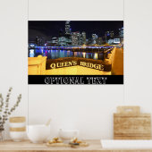 Melbourne CBD Queens Bridge Stad Licht Poster (Keuken)