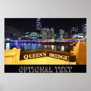Melbourne CBD Queens Bridge Stad Licht Poster