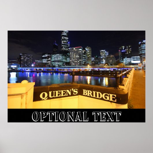 Melbourne CBD Queens Bridge Stad Licht Poster (Voorkant)