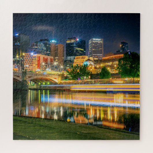 Melbourne City Cityscape in Night Jigzaag Puzzle Legpuzzel (Horizontaal)