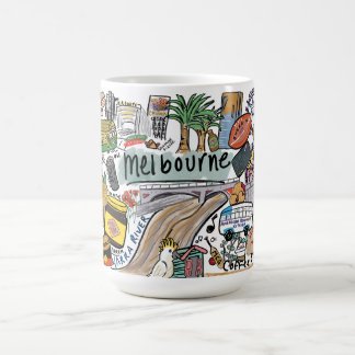 Melbourne City Illustration Mug, White Koffiemok
