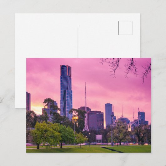 Melbourne City  in het Roze Briefkaart (Voorkant / Achterkant)