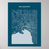 Melbourne Dark Blue City Map Poster (Voorkant)