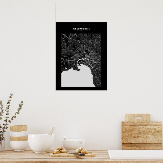 Melbourne Dark City Map Poster (Keuken)
