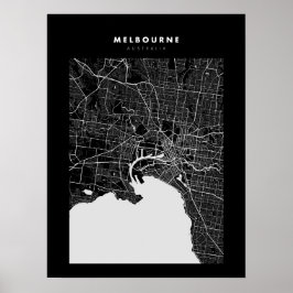 Melbourne Dark City Map Poster