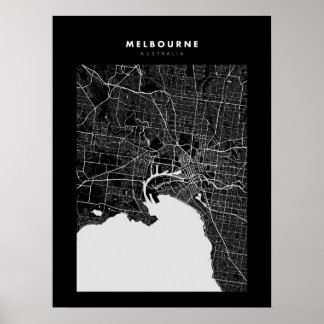 Melbourne Dark City Map Poster
