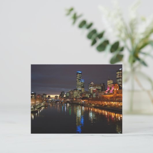 Melbourne Evening Skyline Briefkaart (Staand voorkant)