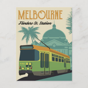 Melbourne, Flinders Street Station Tram Briefkaart