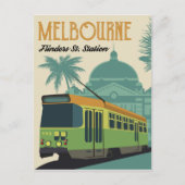 Melbourne, Flinders Street Station Tram Briefkaart (Voorkant)