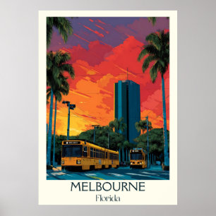 Melbourne Florida  Cityscape Travel Art Poster