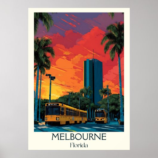 Melbourne Florida Cityscape Travel Art Poster (Voorkant)