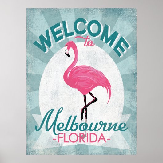 Melbourne Florida Pink Flamingo Retro Poster (Voorkant)