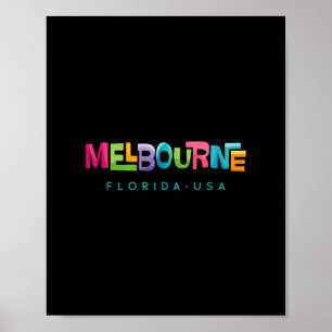 Melbourne Florida Retro Tropisch Design Poster