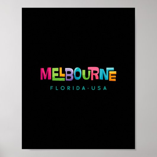 Melbourne Florida Retro Tropisch Ontwerp Poster (Voorkant)