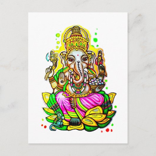 Melbourne Graffiti Street Art Ganesh Elephant Neon Briefkaart (Voorkant)