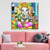 Melbourne Graffiti Street Art Ganesh Olifant Neon Canvas Afdruk (Insitu (Woonkamer))