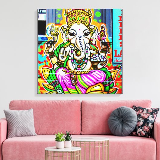 Melbourne Graffiti Street Art Ganesh Olifant Neon Canvas Afdruk (Insitu (Woonkamer))