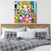 Melbourne Graffiti Street Art Ganesh Olifant Neon Canvas Afdruk (Insitu (Slaapkamer))