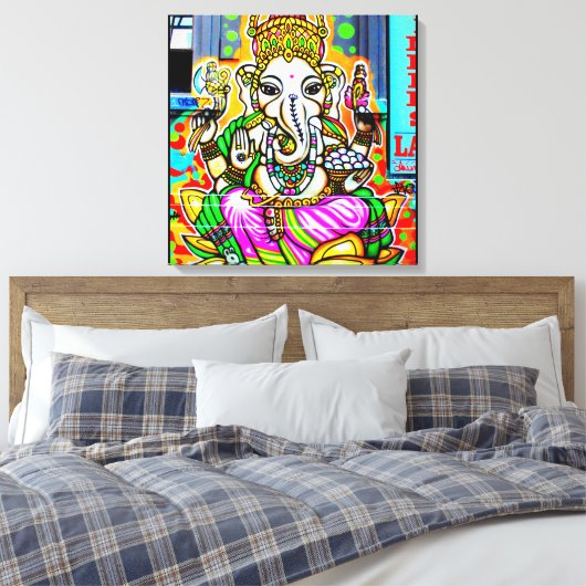Melbourne Graffiti Street Art Ganesh Olifant Neon Canvas Afdruk (Insitu (Slaapkamer))