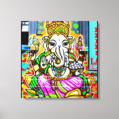 Melbourne Graffiti Street Art Ganesh Olifant Neon Canvas Afdruk (Voorkant)