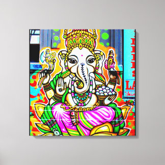 Melbourne Graffiti Street Art Ganesh Olifant Neon Canvas Afdruk