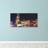 Melbourne in de nacht canvas afdruk (Insitu (Houten vloer))