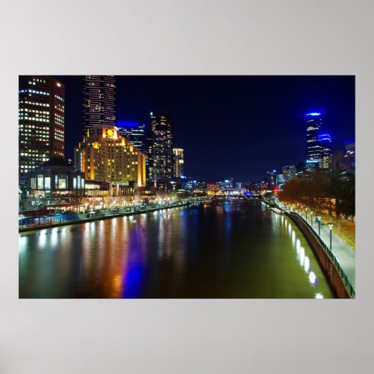 Melbourne in de nacht poster (Voorkant)