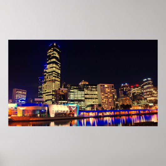 Melbourne in de nacht poster (Voorkant)