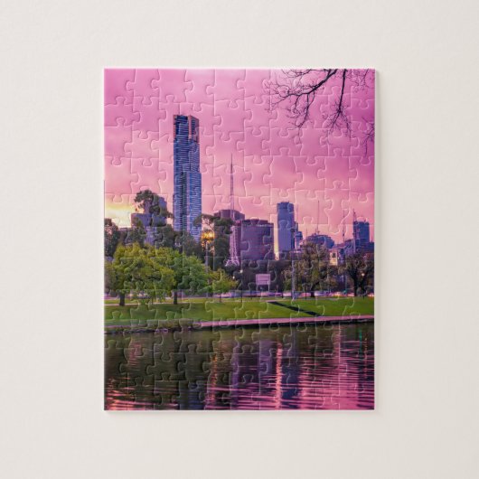 Melbourne  in roze puzzle legpuzzel (Verticaal)