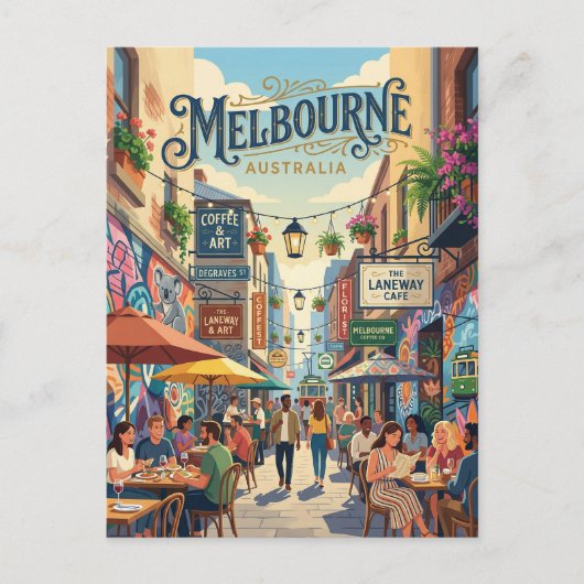 Melbourne Lanes Australië Briefkaart (Voorkant)