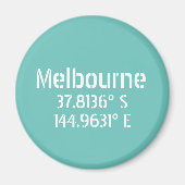 Melbourne Latitude Longitude Magneet (Voorkant)