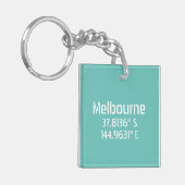 Melbourne Latitude Longitude Sleutelhanger (Voorkant Links)