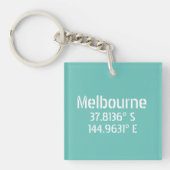 Melbourne Latitude Longitude Sleutelhanger (Voorkant)