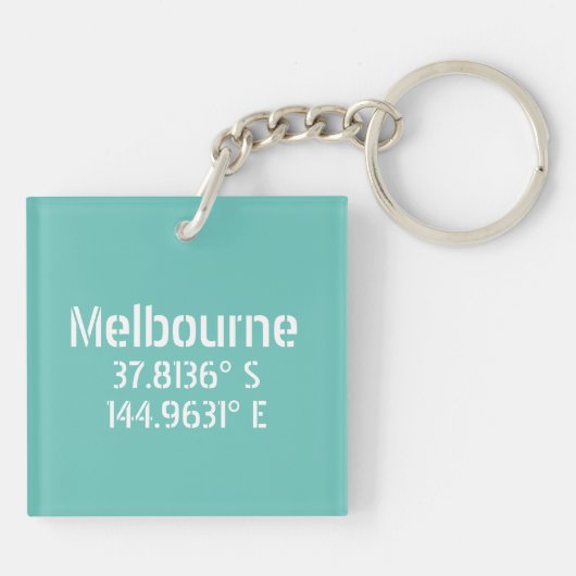 Melbourne Latitude Longitude Sleutelhanger (Achterkant)