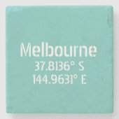 Melbourne Latitude Longitude Stenen Onderzetter (Voorkant)