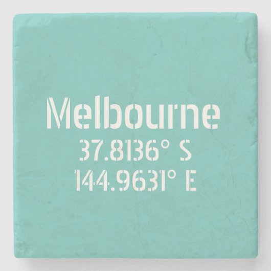 Melbourne Latitude Longitude Stenen Onderzetter (Voorkant)