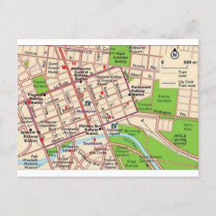 melbourne map city cbd briefkaart