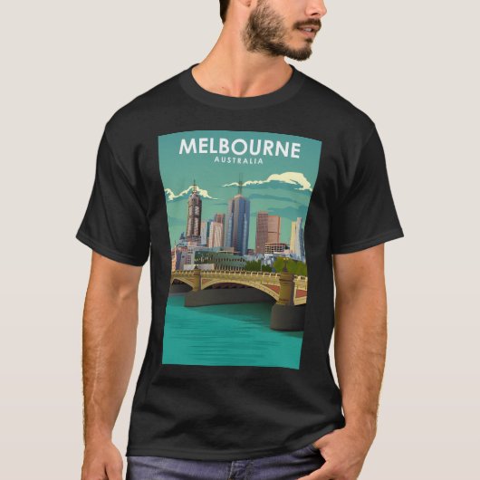 Melbourne Minimal Australia Reisposter T-shirt (Voorkant)
